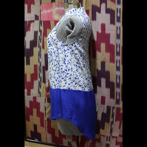 MAEVE Blue and White Silk Tunic - Picture 2 of 8